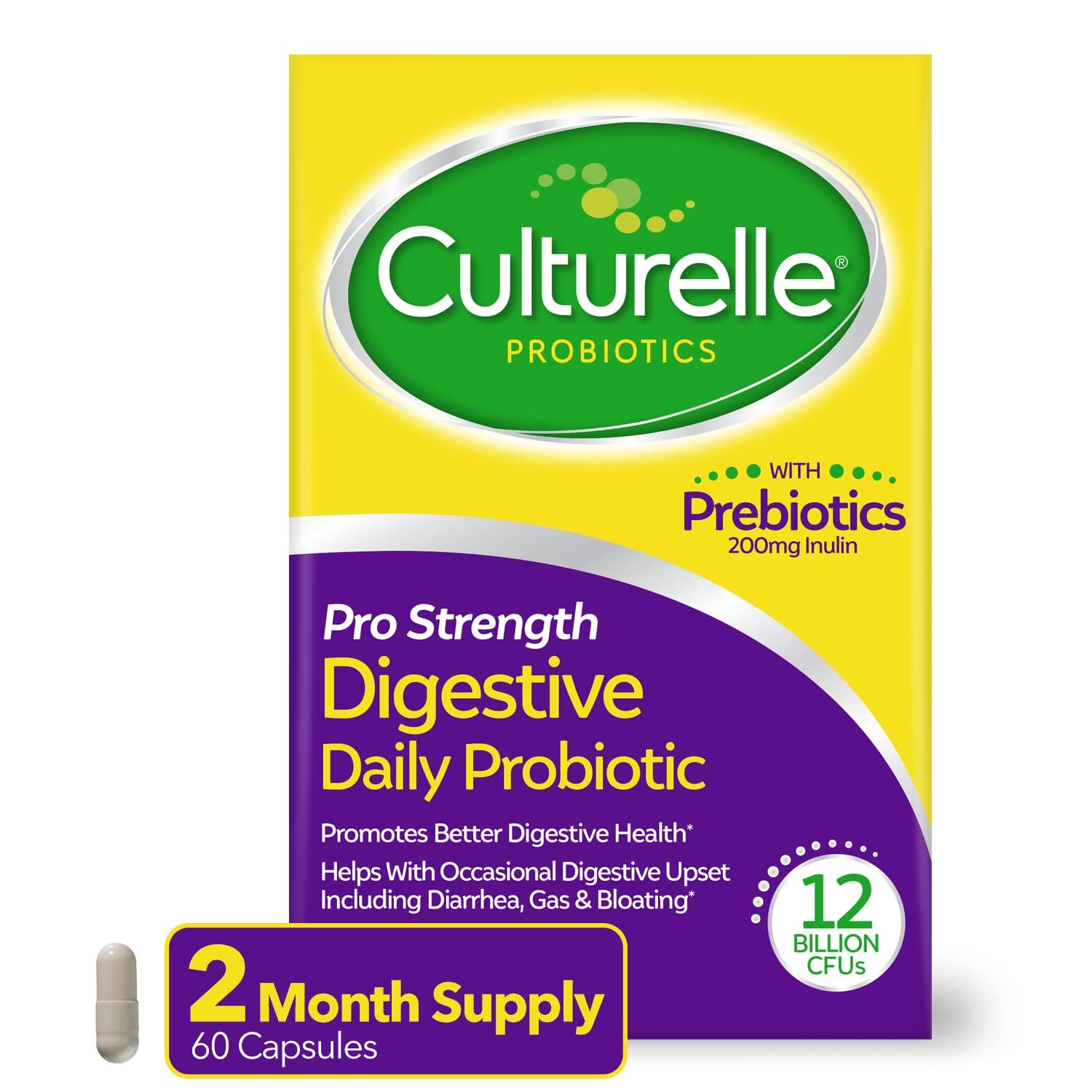 Culturelle Culturelle Pro Strength Daily Probiotic Capsules, 60 Count & Kids Probiotic + Fiber Packets, 24 Count