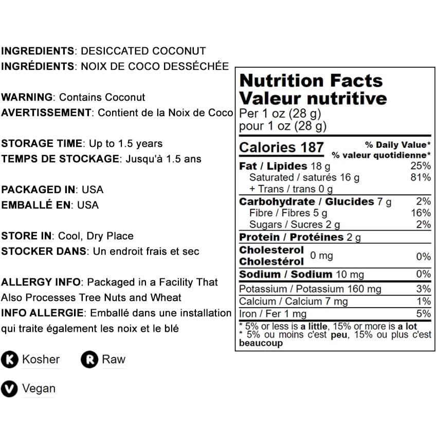 Food to Live Shredded Coconut, 25 Pounds Unsweetened Coconut Flakes, Desiccated, Kosher, Vegan, Bulk. No Sulfites Added. Rich in Dietary Fiber. Perfect for Homemade Desserts, Baking, as a Topping