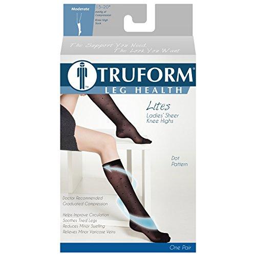 Truform Truform Sheer Compression Stockings, 15-20 mmHg, Women's Knee High Length, Dot Pattern, Charcoal, Large