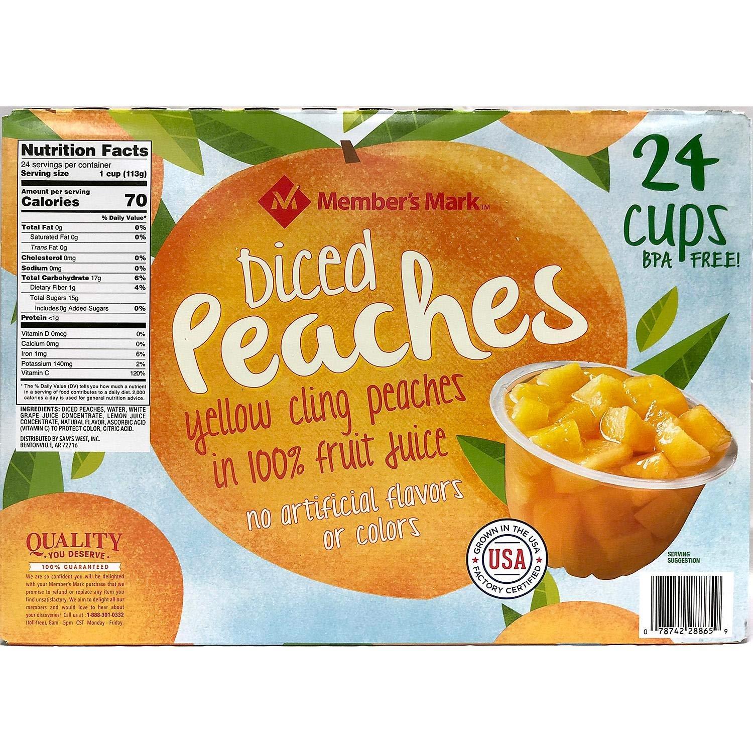 EVAXO Member\'s Mark Diced Peaches in 100% Fruit Juice (4 Ounce, 24 Pack)