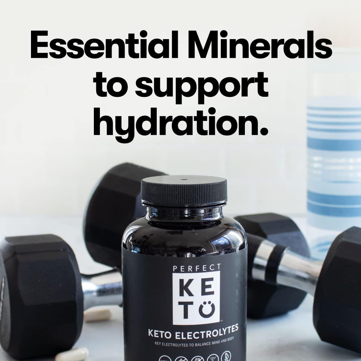 Perfect Keto Perfect Keto Electrolytes Capsules, Gluten Free, Electrolyte Supplement with Magnesium, Calcium, Potassium and Sodium, Hydration, Energy, Recovery and Immune Support, Unflavored, 120 Servings