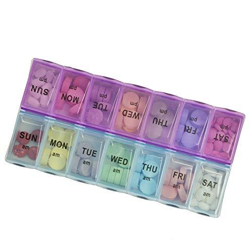 decore Bay 7 Day Pill Box Medication & Prescription Storage Organizer with Leather Travel Case (Fuchsia Pink)