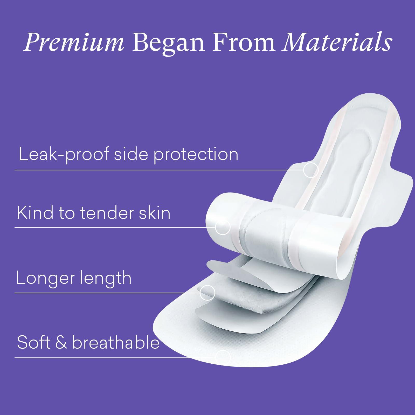 PurComfy PurComfy Premium Postpartum Pads with Wings Extra Long Maternity Pads Large Maximum Absorbency Post-partum Incontinence Pads Ultra Soft Heavy Flow Secure Leak Protection After Birth Pads, 24 Count