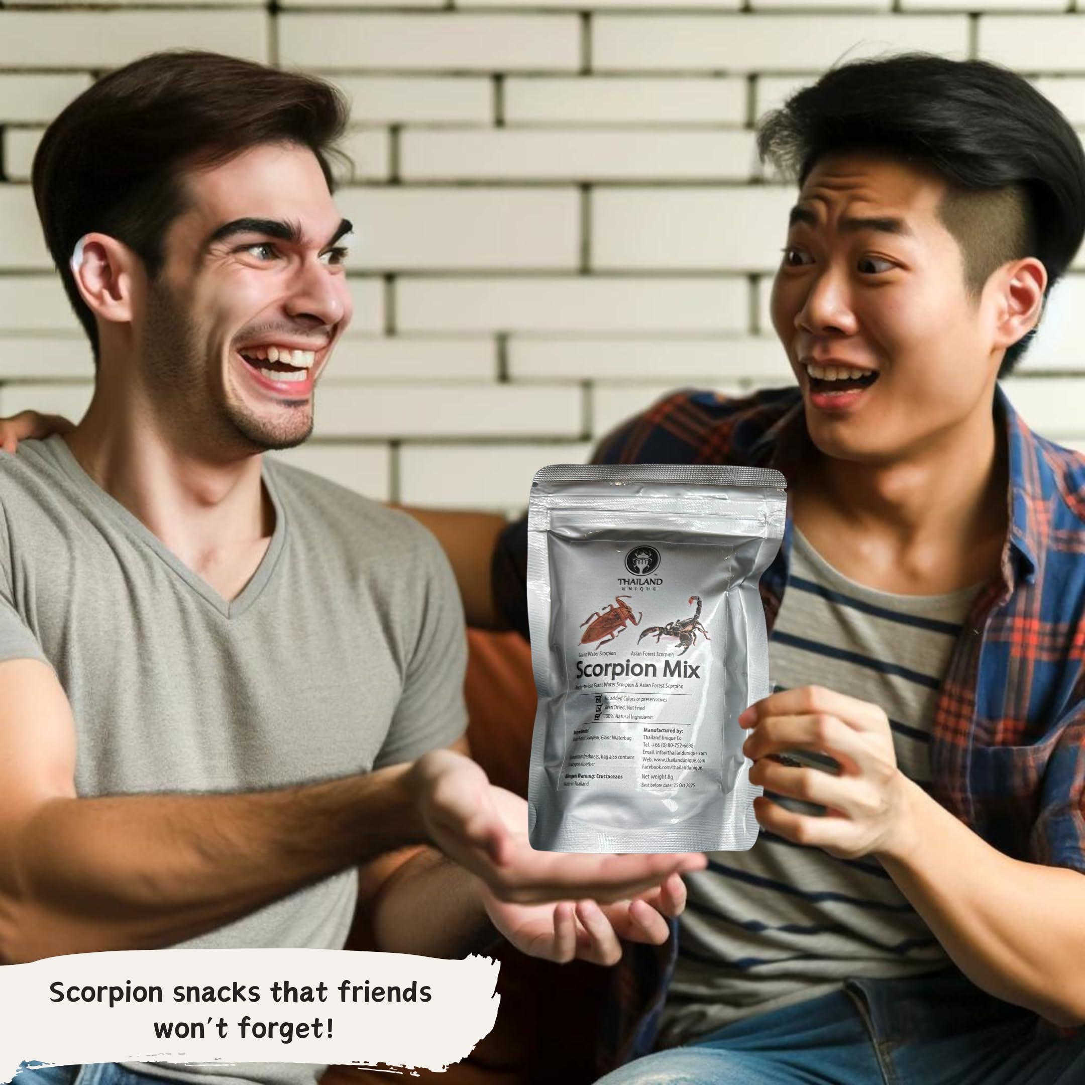 Thailand Unique Thailand Unique Scorpion Mix - 2 Pieces with Asian Forest and Giant Water Scorpion, Dehydrated Edible Insects for Humans, Nutritious Bugs Superfood Weird Unusual Snack Gift