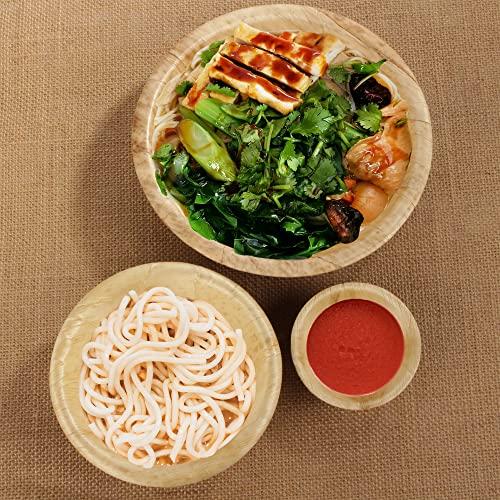 BambooMN BambooMN 5.1" Premium Bamboo Leaf Round Deep Dish Bowls, All Natural Disposable Compostable for Catering and Home Use, 100 Pieces