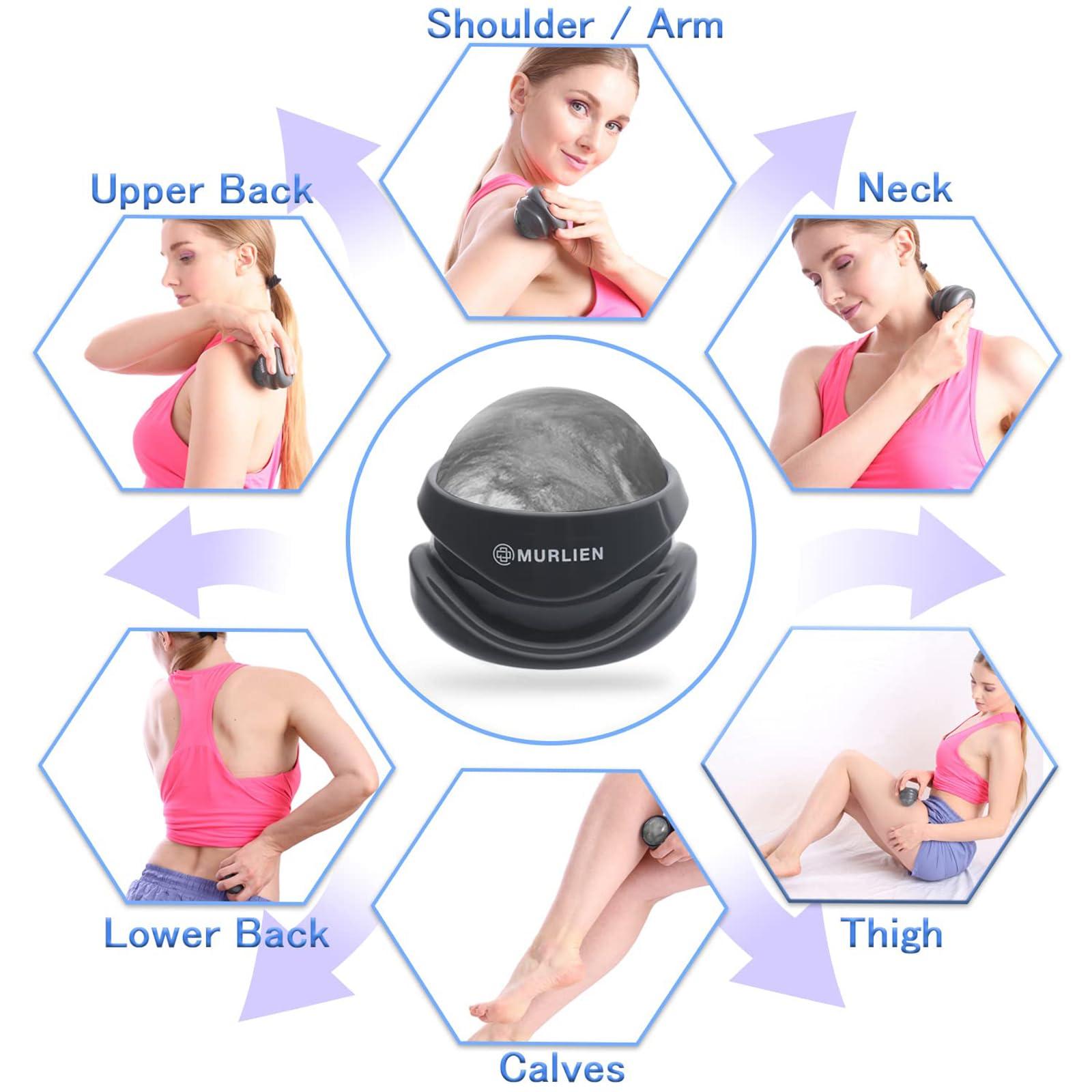 MURLIEN MURLIEN Massage Roller Ball, Tight and Sore Muscles Relief, Manual Massager, Alleviating Shoulder, Arms, Back, Legs, Calves or Muscle Tension - Gray