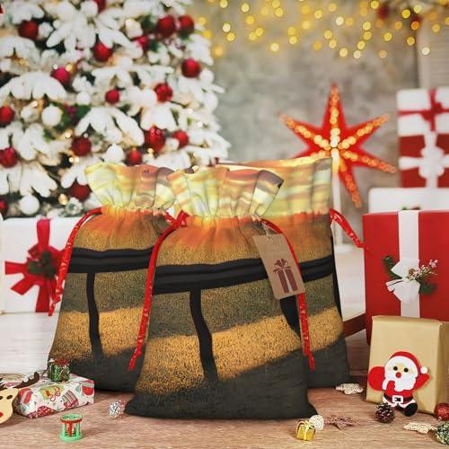 SSIMOO Lonely Bench Sunset Reusable Christmas Gift Bags,Elegant Artistic Craft,Your Go-To Solution For Gift Packaging