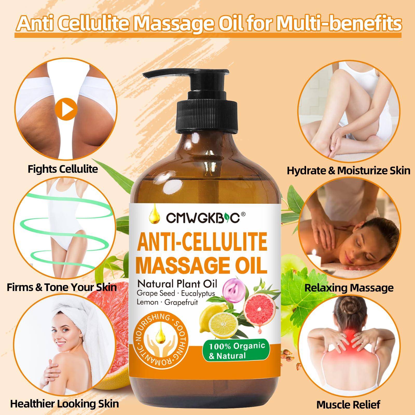 CMWGKBC Anti Cellulite Oil Massage Oil for Massage Therapy,Body Oil for Skin Tightening & Cellulite Remover in Thighs and Butt,Cellulite Treatment Massage Oil,Assists with Firming,Toning & Moisturizes Skin