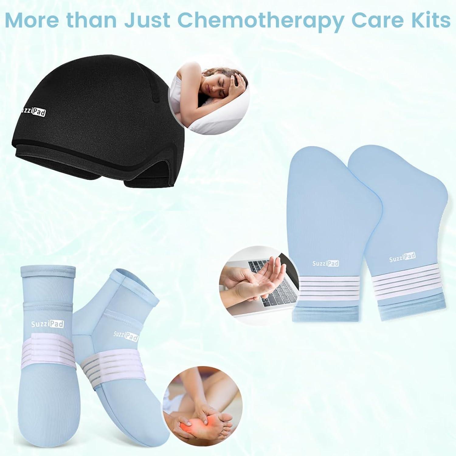 SUZZIPAD Suzzipad Cold Therapy Socks and Hand Ice Pack, Cold Gloves for Chemotherapy Neuropathy, Cold Caps for Chemotherapy, Migraine Headache Relief Cap, Chemo Care Package for Women & Men, L