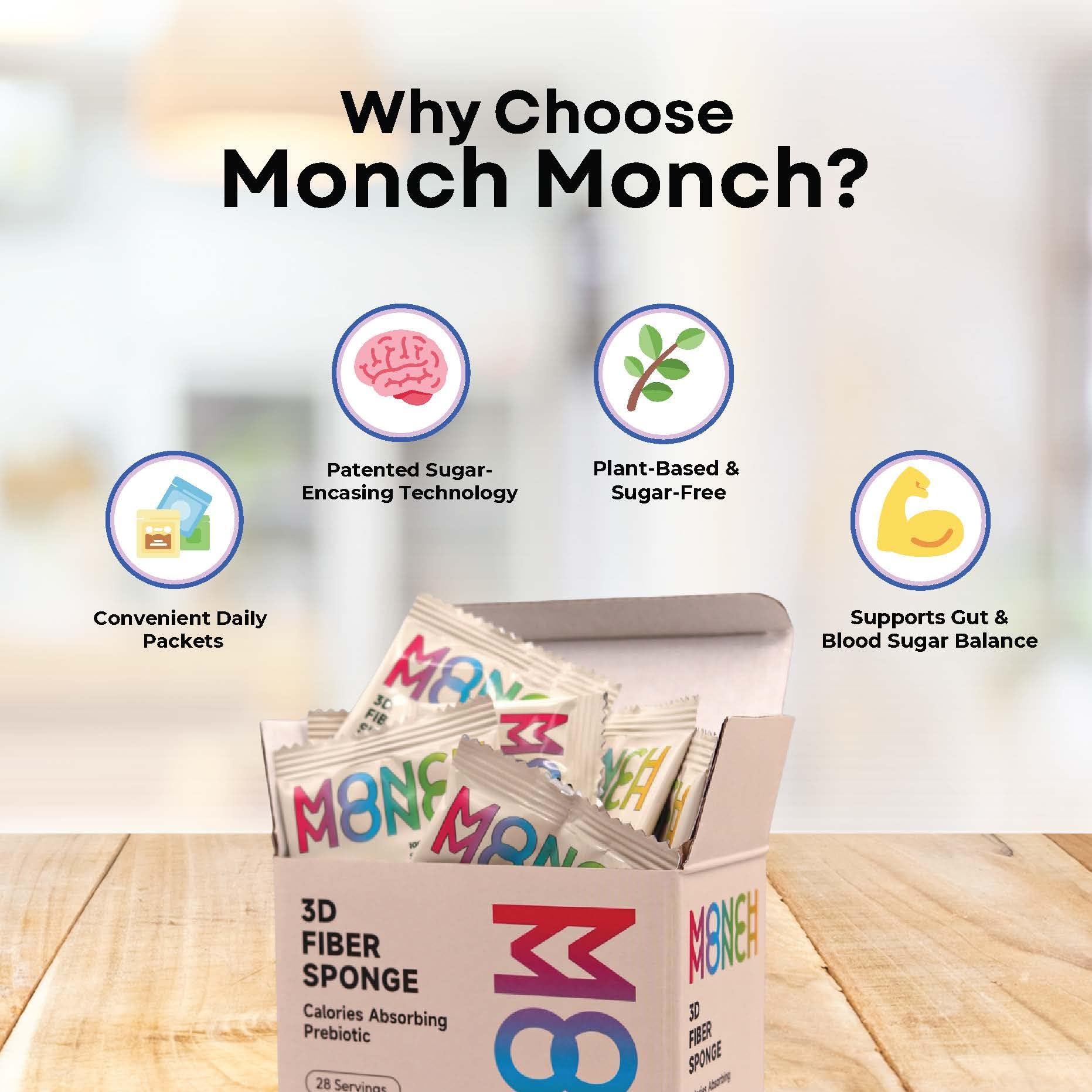 Monch Monch Monch Monch 3D Fiber Sponge Forest Berry with Natural BlackBerry Flavoring - 28 or 60 Servings (Two Week Supply, Original)