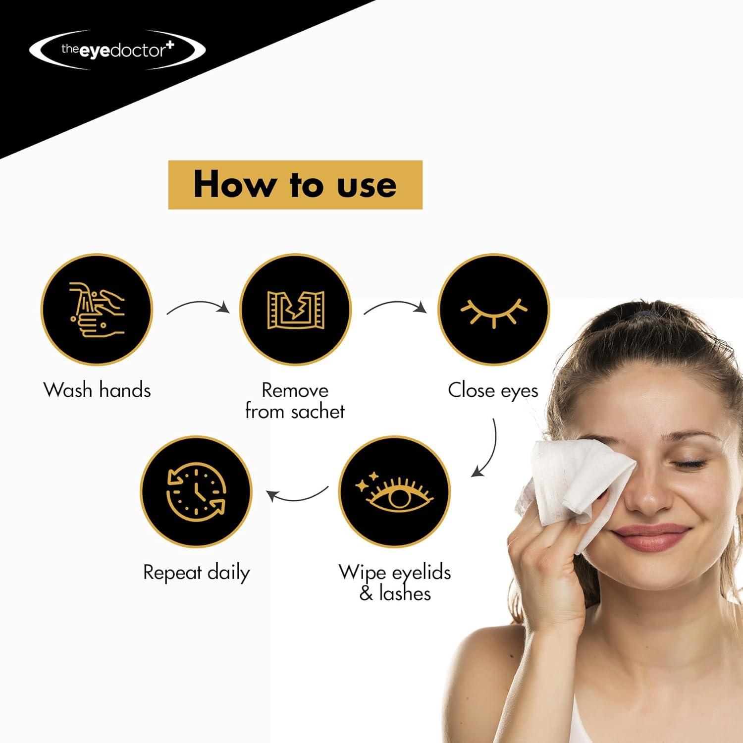 The Eye Doctor The Eye Doctor Eyelid Wipes – 40 X Single Use Lid Wipes for Eyes – Suitable for Sensitive Eyes, Detergent and Preservative Free Eye Wipes