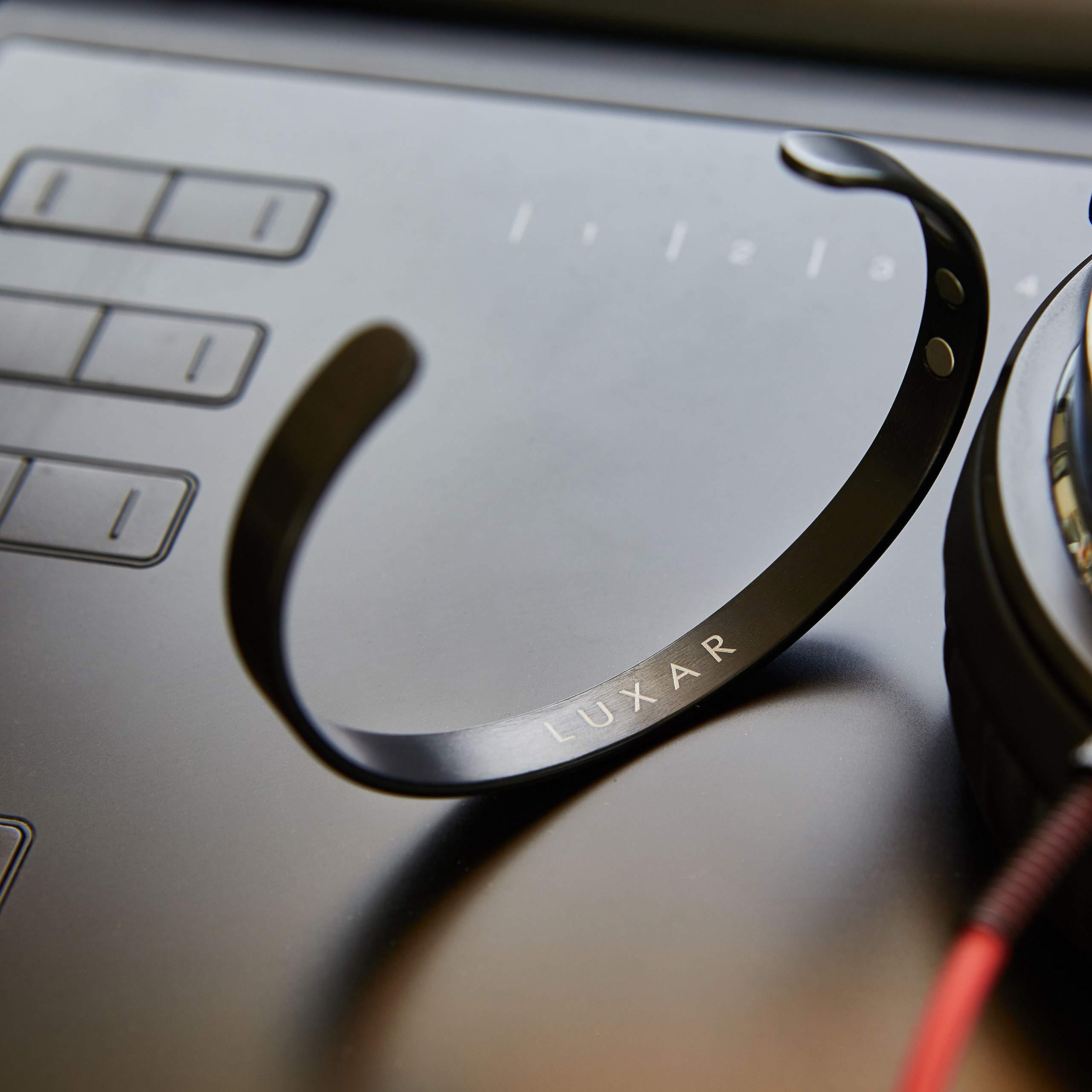 LUXAR LUXAR Men\'s/Women\'s Magnetic Therapy Bracelet | Solid Titanium or Solid Copper | Sophisticated Solid Titanium Bangle with Rare-Earth Neodymium Magnets (Black | Large)