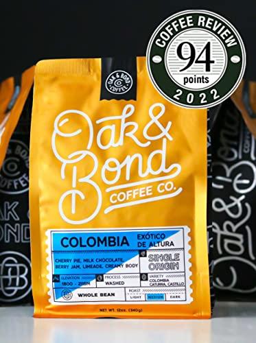 OAK & BOND Oak & Bond Coffee Co. Colombia Single Origin Coffee, Medium Roast, 100% Arabica, Whole Bean -12 oz. Bag