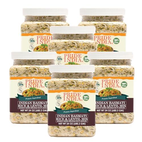 Pride Of India Pride Of India - PACK of 6 - Indian White Basmati Rice & Lentil Kitchari Mix - Protein Superfood, 1.5 Pound Jar