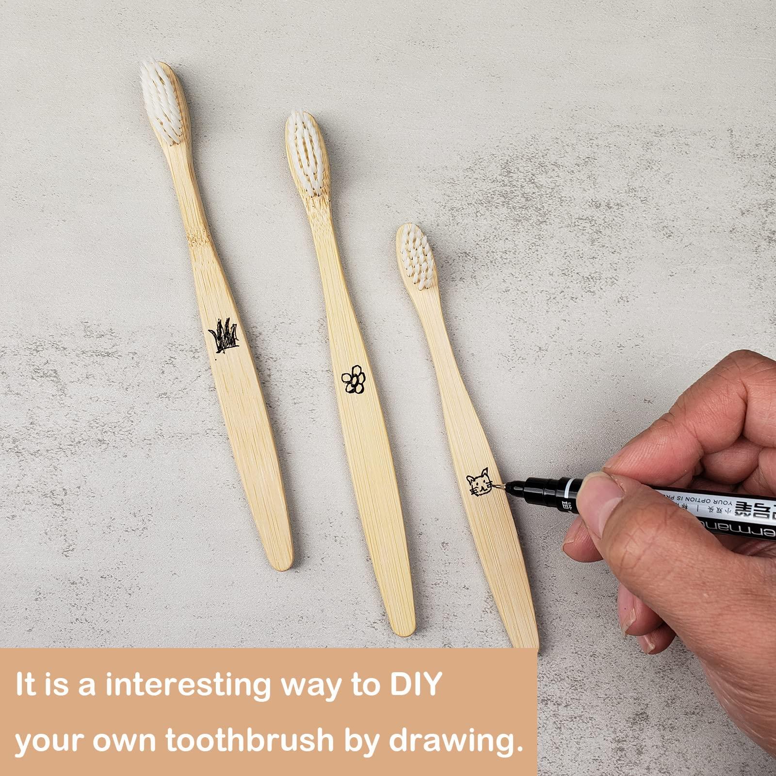 SEVENHEAD SEVENHEAD 10 PCS Bamboo Toothbrushes Soft Bristles Wooden Toothbrushes for Adult, Natural Biodegradable BPA Free Eco Friendly Toothbrushes White