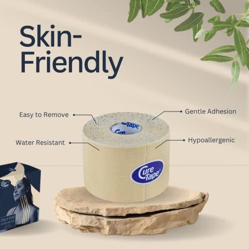 CureTape CureTape® Gentle | Kinesiology Tape for Hyper Sensitive Skin | Gentle Adhesion | 100% Hypoallergenic Water Resistant K Tape | for Thin Skin, Elderly or Children | Gentle to Remove | Medical KTape