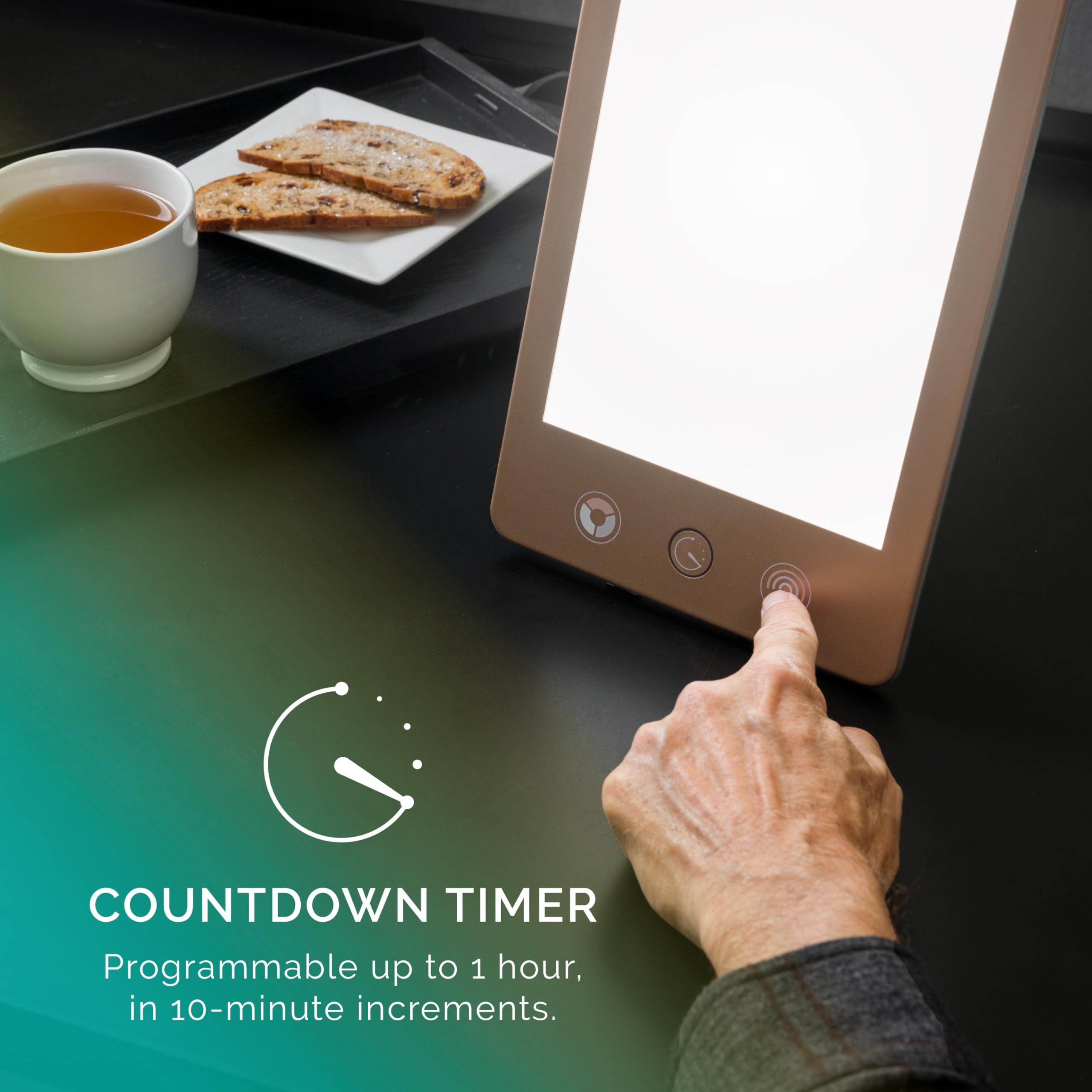 Verilux Verilux HappyLight Luxe - Light Therapy Lamp with 10,000 Lux, UV-Free, LED Bright White Light with Adjustable Brightness, Color, Countdown Timer, & Stand - Boost Mood, Sleep, Focus (Champagne Gold)