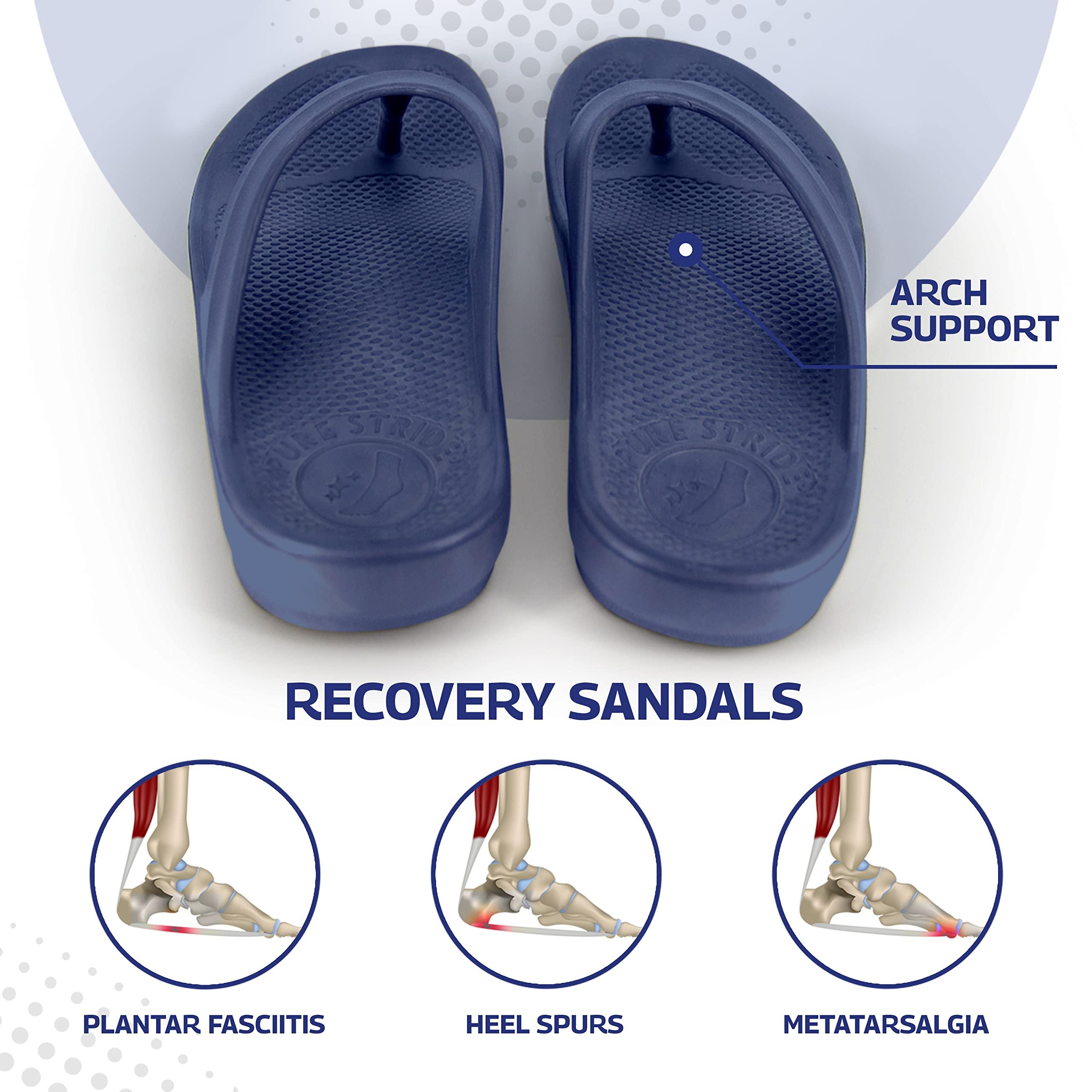 Pure Stride Pure Stride Therapeutic Flip Flops, Orthotic Thong Sandals for Plantar Fasciitis, Metatarsal and Heel Spurs, Feet Pain Relief and Arch Support - Navy, Men’s Size 13