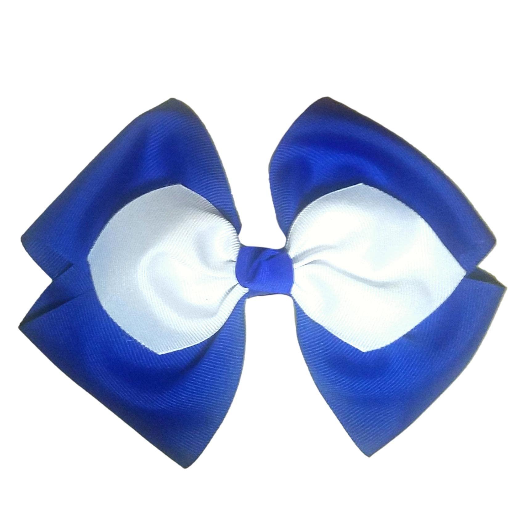 Victory Bows Victory Bows Extra Large Quad Hair Bow with Wings, Alligator Clip, Many Colors, Made in the USA (Royal)