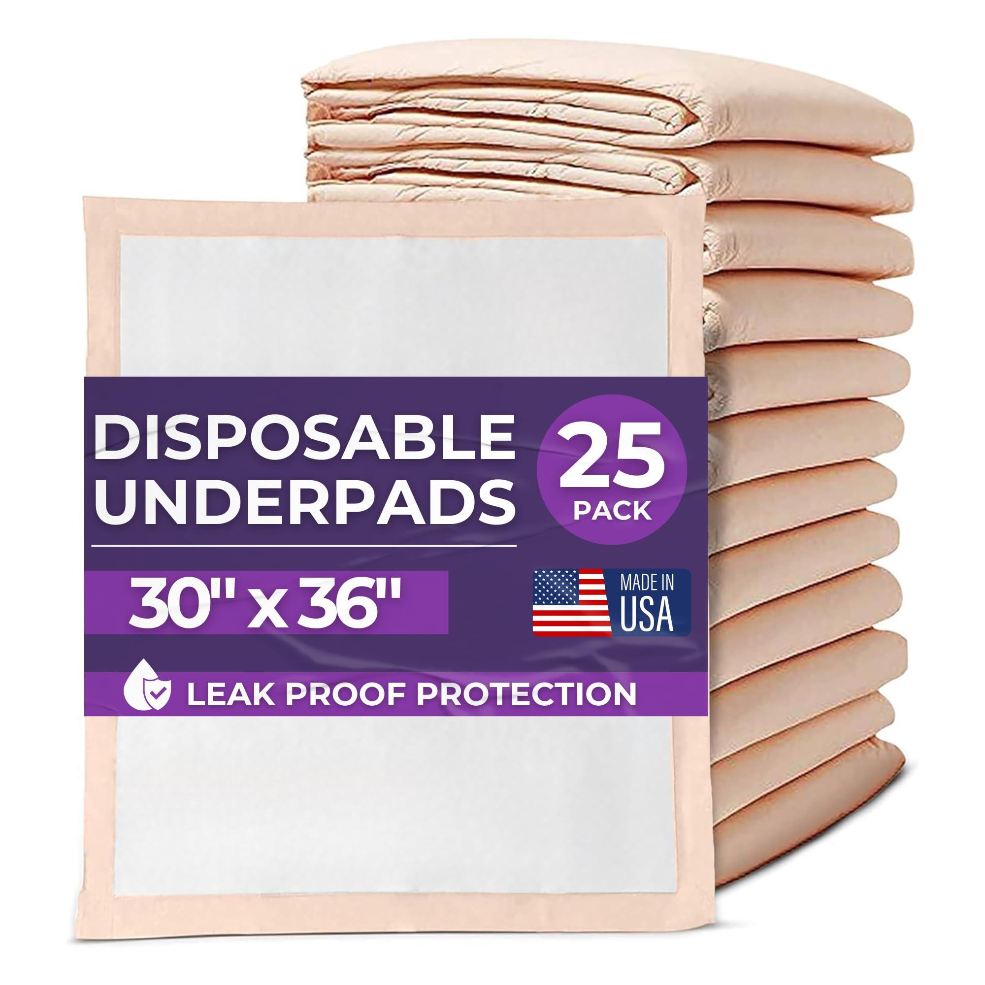 ProHeal Premium Disposable Chucks Underpads 25 Pack, 30" x 36" - Highly Absorbent Bed Pads for Incontinence and Senior Care - Peach Color - Leak Proof Protection