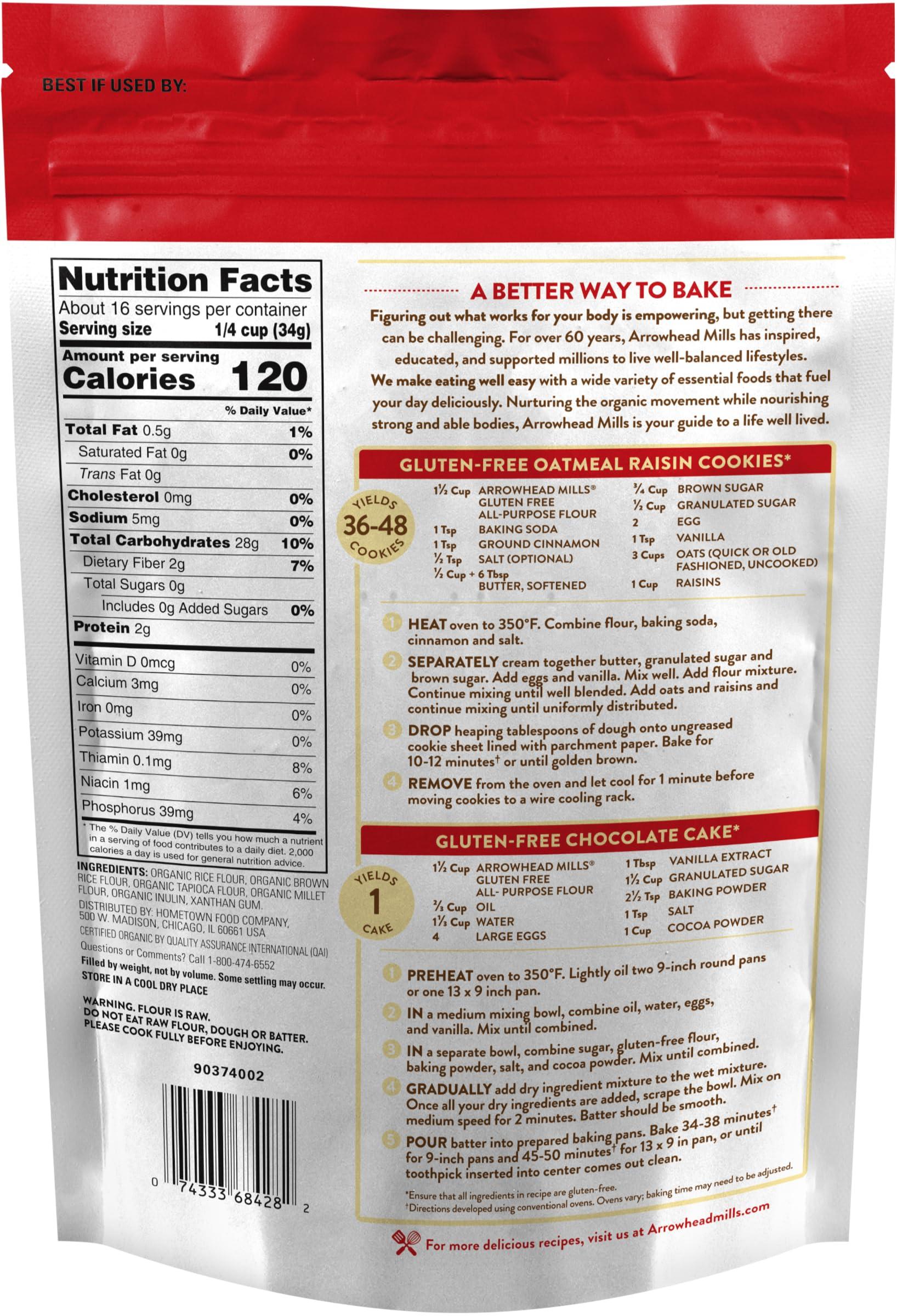 Arrowhead Mills Arrowhead Mills Organic Gluten Free All-Purpose Flour, 20 oz Bag (Pack of 6)