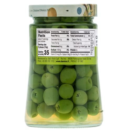 FRATELLI D'AMICO Castelvetrano Green Italian Olives Pitted, 24 oz, Premium Quality, Chef Selection, Sicilian Green Olives, Olive Pitted, 24 oz (700g), Imported From Italy, Natural Olive, Martini Olives for Stuffed, Fratelli D\'Amico