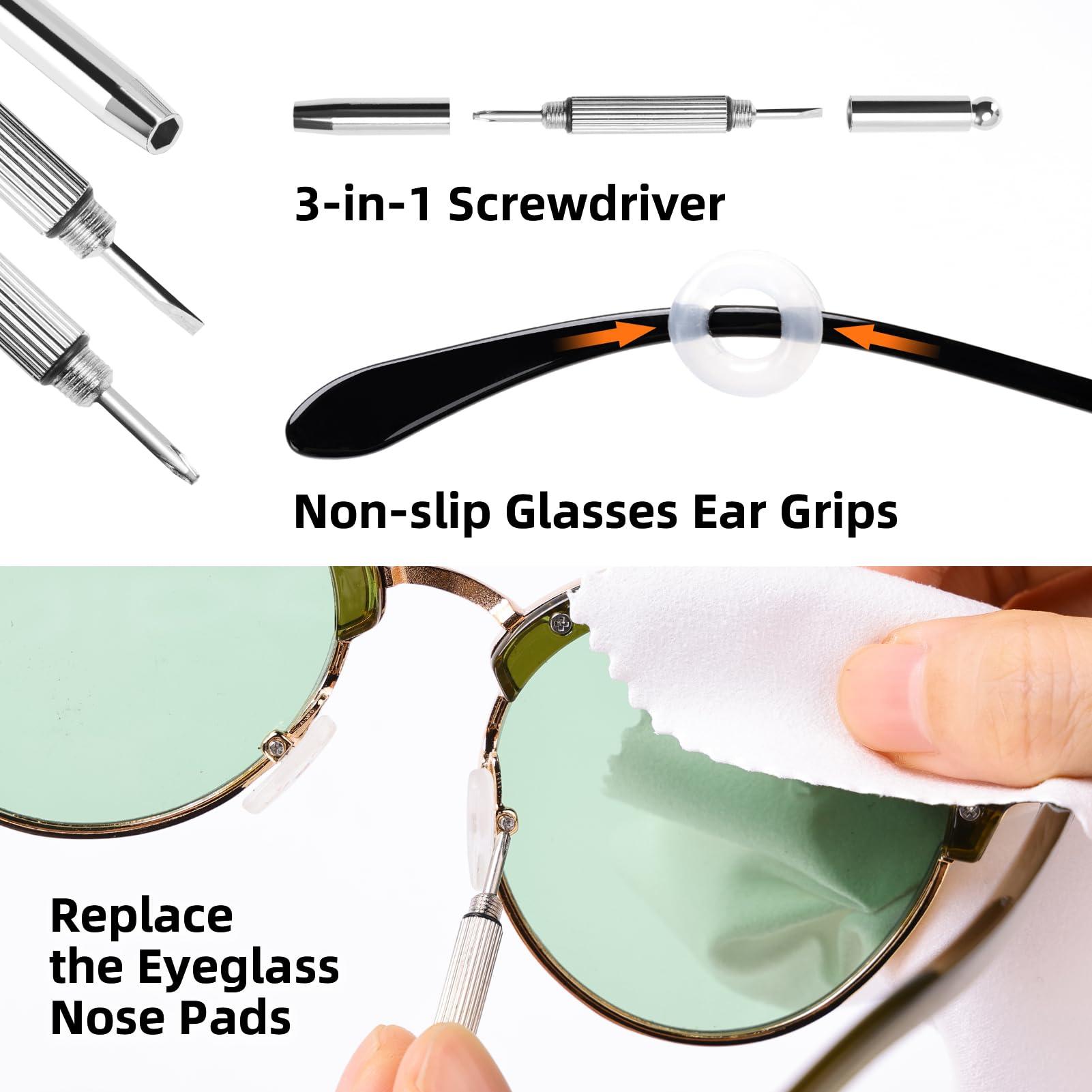 Ordilend Ordilend Glasses Cleaner Eyeglass Cleaner Kit, Glasses Cleaning Kit Anti Fog Lens Cleaning Spray with Microfiber Cloth, Portable Eyeglass Repair Tool with Screws Screwdriver, Nose Pads, Ear Grip
