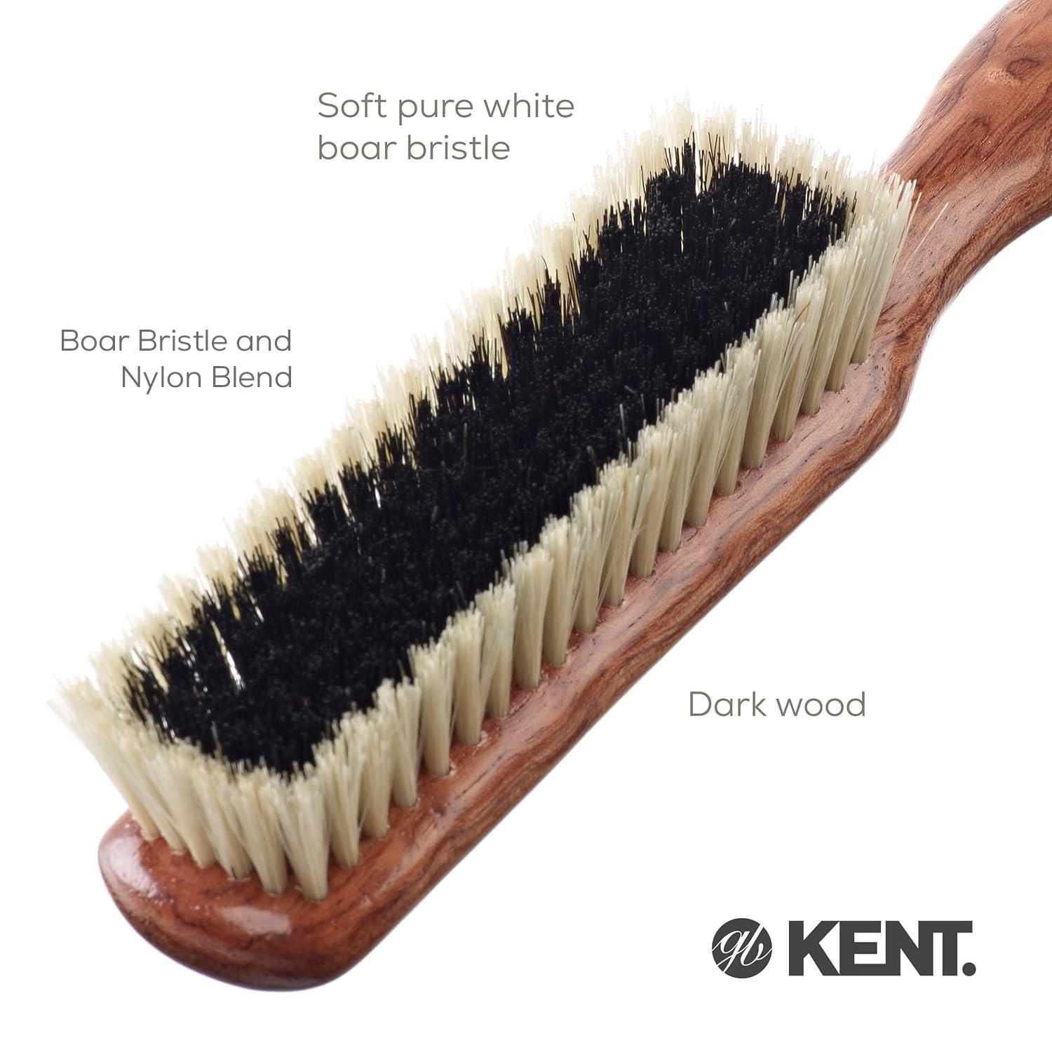 KENT Kent CP6 Clothes Brush. 100% Natural Black & White Boar Bristle Lint Remover Especially for Cashmere, Wool and Silk for Keeping Delicate Fabrics Free from Fibres, Fluff and Pet Hair. Made in England