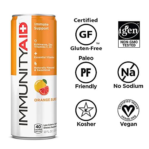 LIFEAID LIFEAID Wellness Blend With Echinacea Zinc Astragalus Vitamin C Only 45 Calories 100 Clean Vegan GlutenFree No Artificial Flavors Sodium or Caffeine cans Can, IMMUNITYAID, 12 Fl Oz