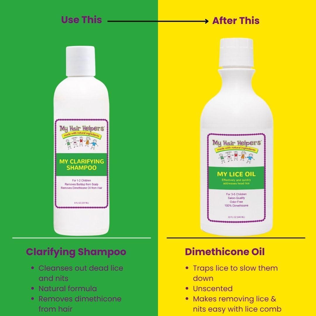 MY HAIR HELPERS NATURAL LICE REMOVAL My Hair Helpers Dimethicone Oil for Head Lice | Kid-Safe | Addresses Louse and Nits, 32 fl Ounces | for 3-5 People