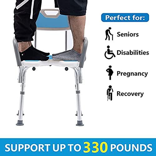 PTHTBL Heavy Duty Shower Chair with Back and Arms 300lb, Bathtub Chair with Handles - Shower Cut Out Seat for Handicap, Disabled, Seniors & Elderly,White