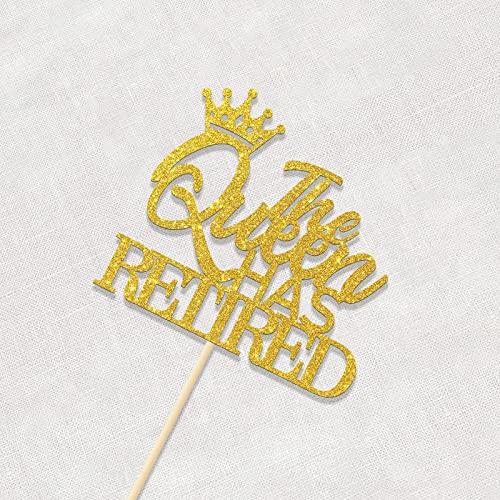 Kaakswa The Queen Has Retired Cake Topper, Retirement Farewell Party Decors, Happy Retirement for Mom Woman, The Legend Has Retired - Official Retired Theme Cake Decorations, Gold