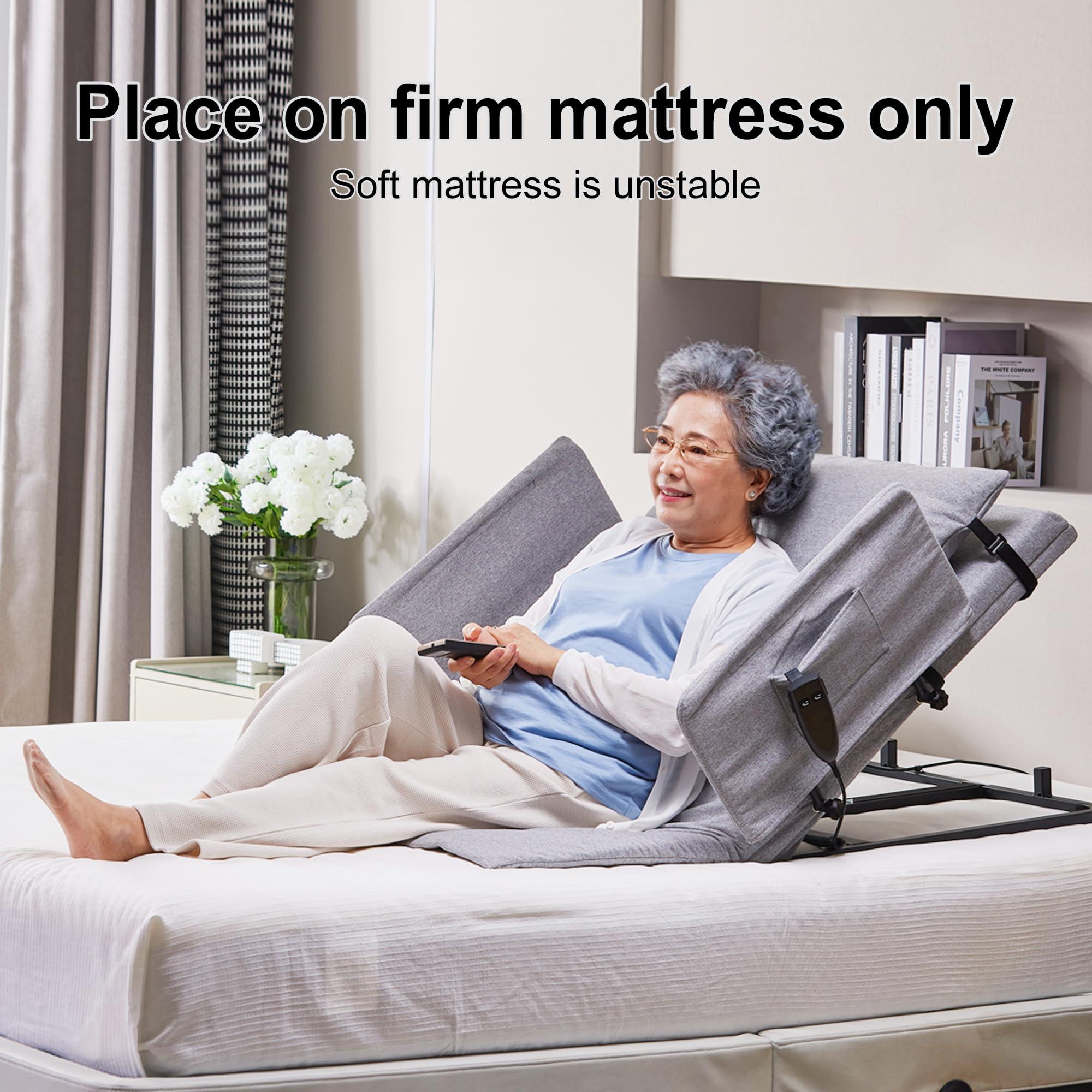 Skuehod Skuehod Electric Power Lifting Adjustable Bed Back Rest for Patient Back Lumbar Support, Assist Elderly to Get Out of Bed Easily, Removeable Bedrails with Pocket, 300lbs Capacity