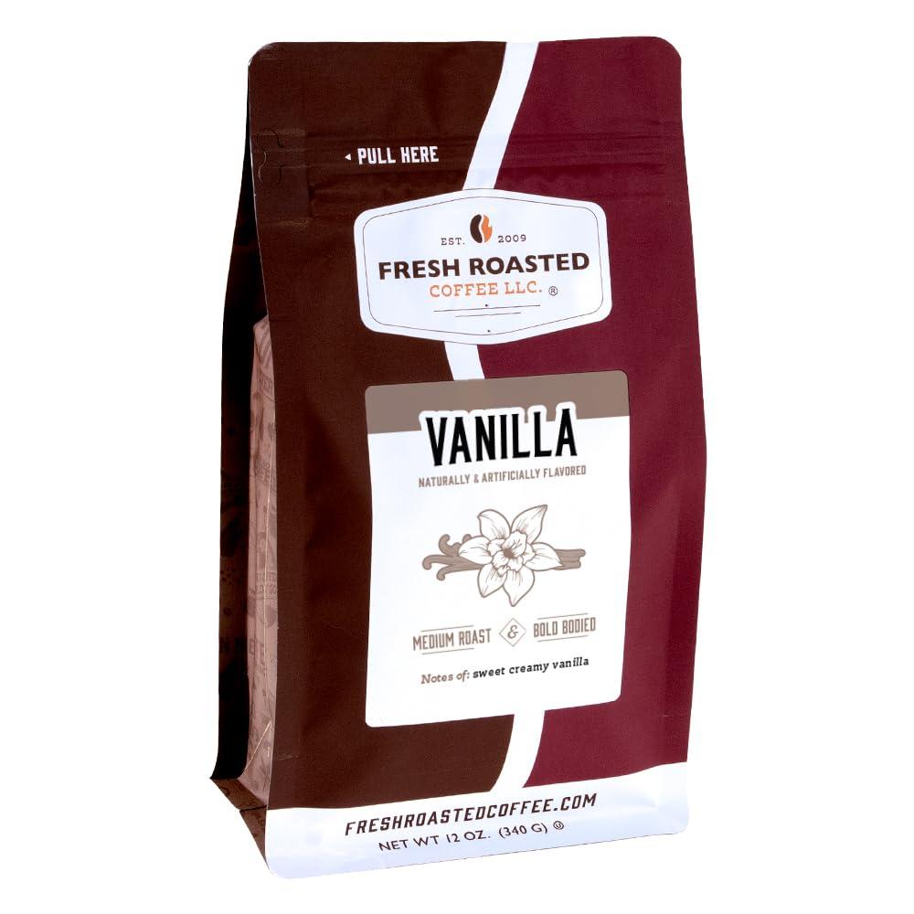 Fresh Roasted Coffee Fresh Roasted Coffee, Vanilla Flavored Coffee, 12 oz, Medium Roast, Kosher, Ground