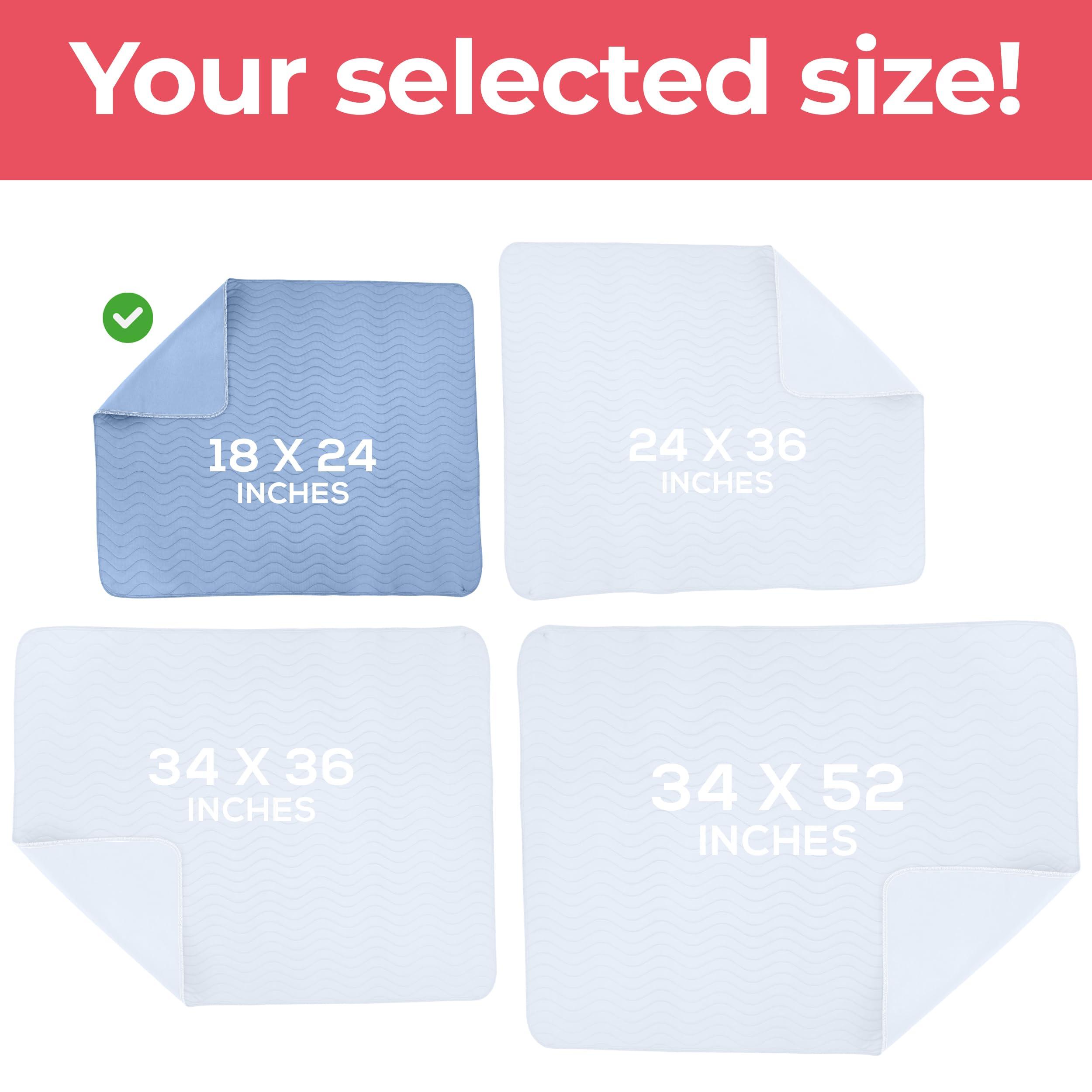 Utopia Bedding Utopia Bedding Washable Underpads 18\" x 24\" (Pack of 4), Waterproof Reusable Heavy Absorbency Incontinence Bed Pads for Adults, Kids, Elderly and Pets, Bedwetting Pads for Sofa and Couch (Blue)