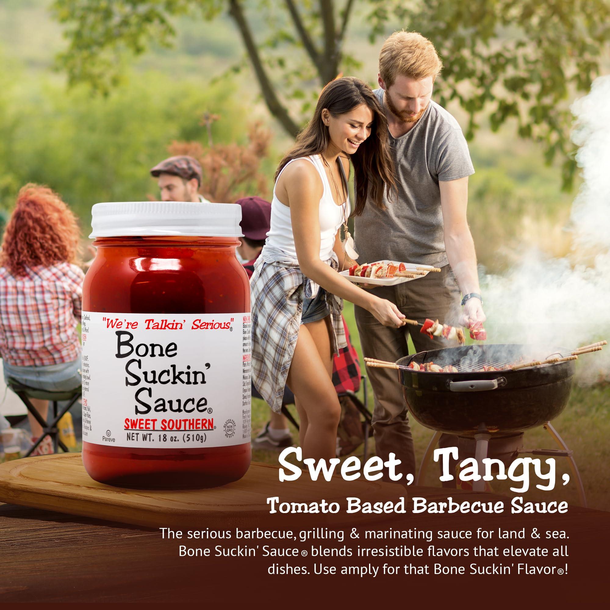 Bone Suckin' Sauce Bone Suckin\' Sauce Sweet Southern BBQ Sauce - 18 oz in Glass Bottle, All-Purpose Barbecue Sauce, For Ribs, Chicken, Pork, Beef, Gluten-Free, Non-GMO, Kosher, Sweetened w/Cane Sugar & Molasses - 1 Pc