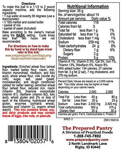 The Prepared Pantry The Prepared Pantry Heritage Wheat Bread Mix; Single Pack; For Bread Machine or Oven