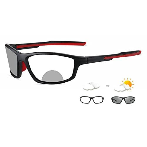 willochra outdoor Transition Photochromic Bifocal Reading Glasses for Men 2pcs Sun protection Sports Presbyopia Sunglasses reader (2pcs-black red&blue, 3.0, multiplier_x)
