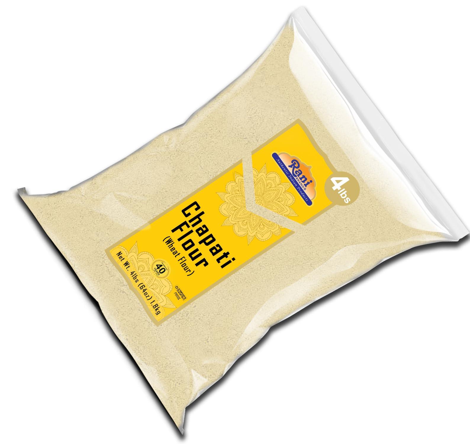 Rani Brand Authentic Indian Products Rani Chapati Flour (100% Pure Whole Wheat Atta), For Making Roti & Indian Breads 64oz (4lbs) 1.81kg Bulk ~ All Natural | Vegan | No Salt or Colors | NON-GMO | Kosher | Indian Origin