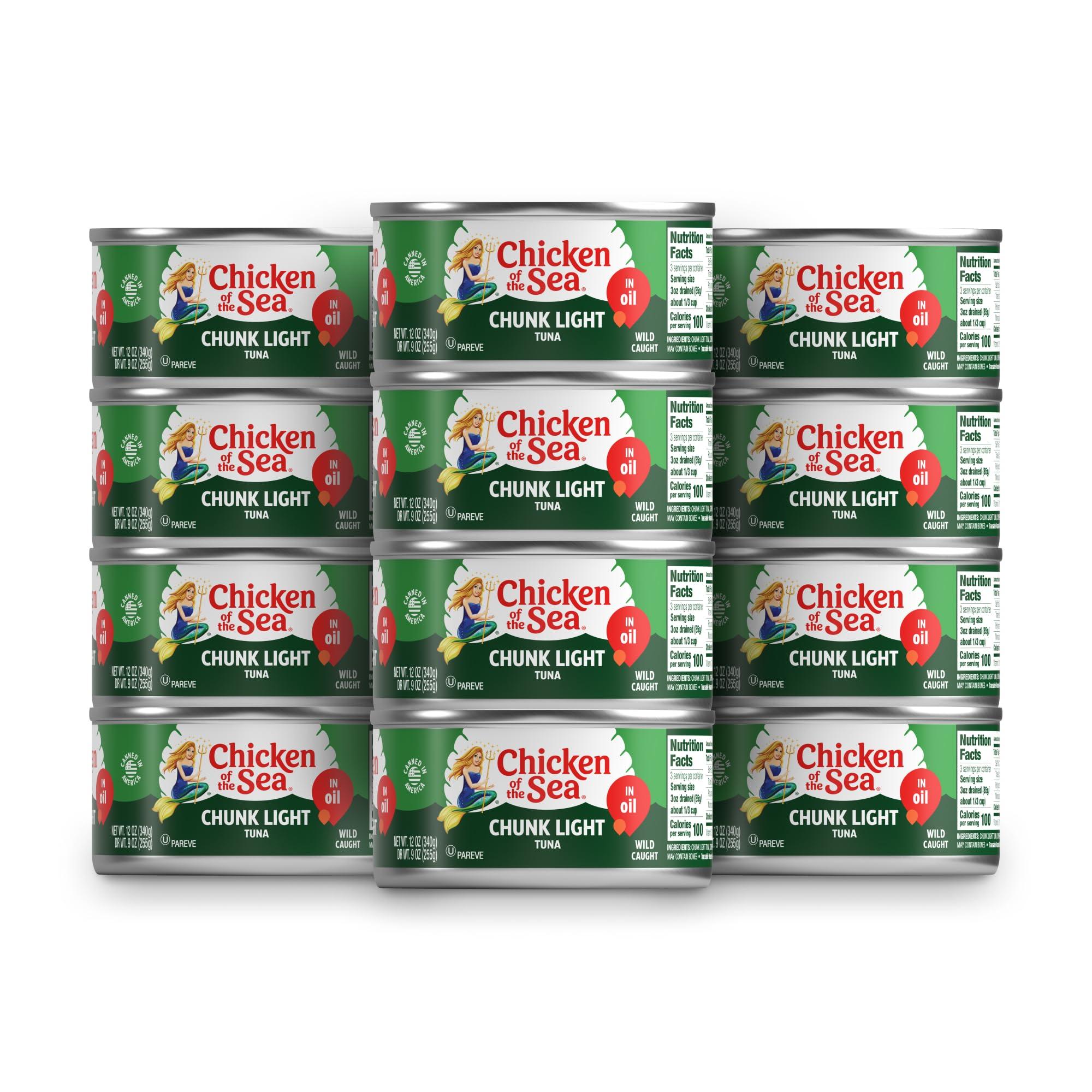 Chicken of the Sea Chicken of the Sea Chunk Light Tuna in Oil, Wild Caught Tuna, 12-Ounce Cans (Pack of 12)