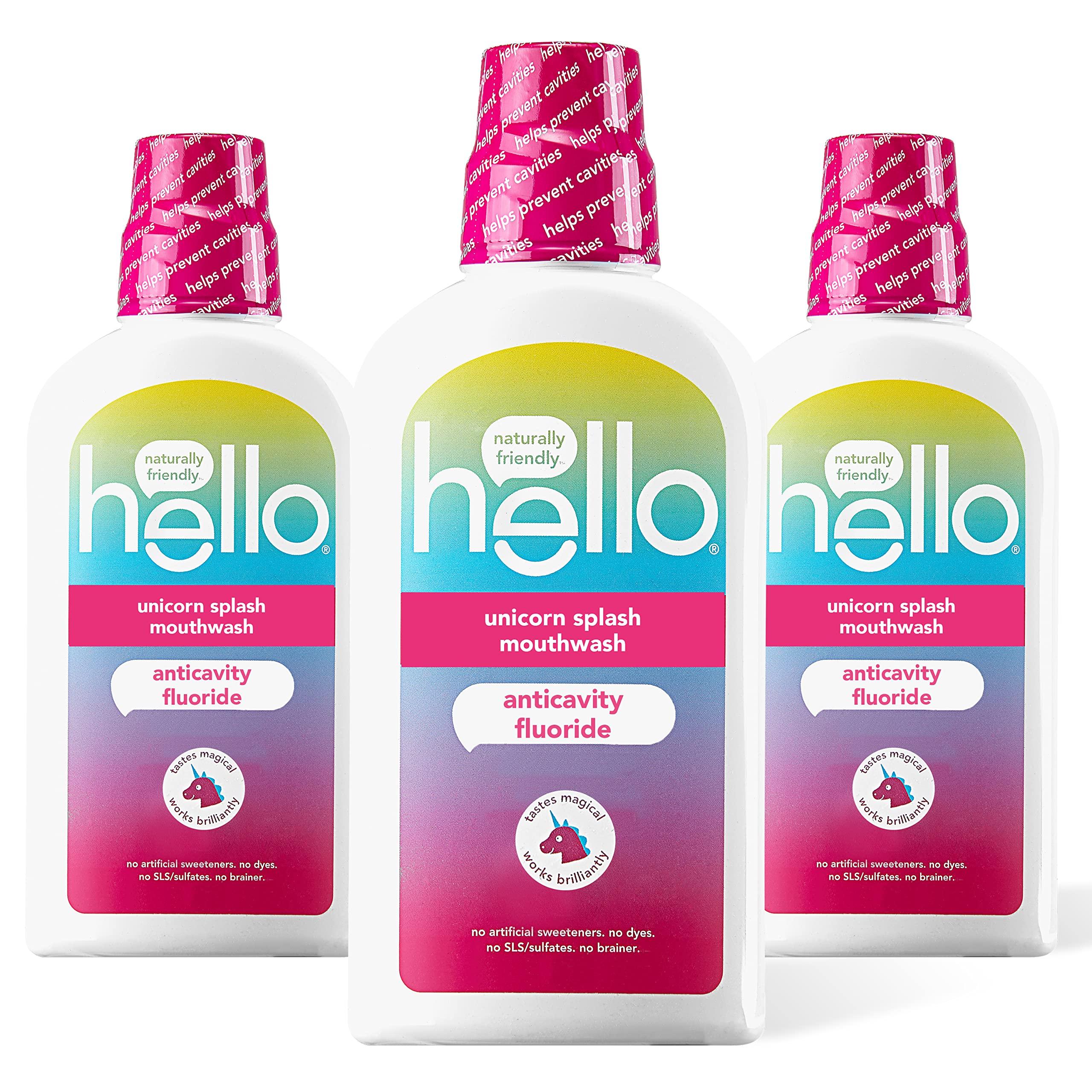 hello hello Dragon Dazzle Blue Raspberry Kids Toothpaste & Kids Mouthwash with Unicorn Bubble Gum Flavor