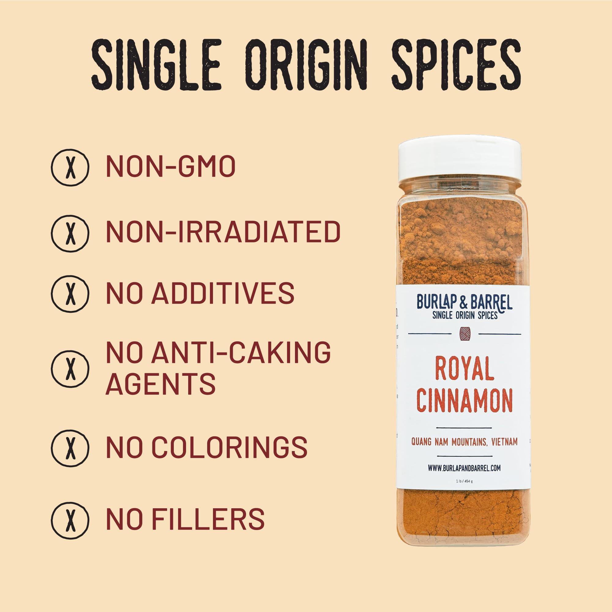 Burlap & Barrel Burlap & Barrel Royal Cinnamon Intense Sweetness & Spiciness of Vietnamese Cinnamon Powder & Spice As seen on Shark Tank - 16oz Container