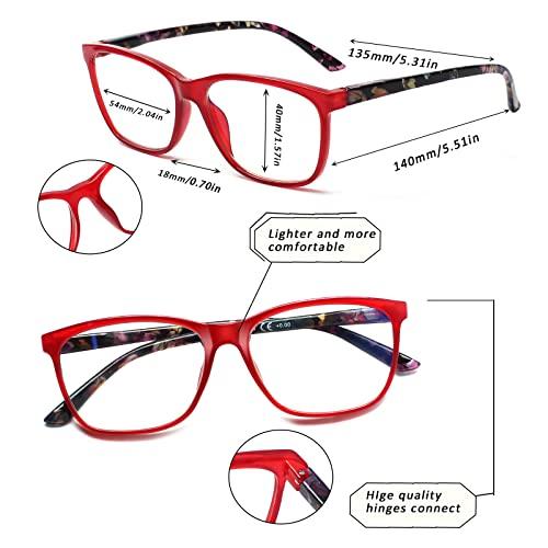 SIGVAN SIGVAN Ladies Reading Glasses Blue Light Blocking Spring Hinge Fashion Pattern Print Eyeglasses for Women (mix colors, 1.25, multiplier_x)