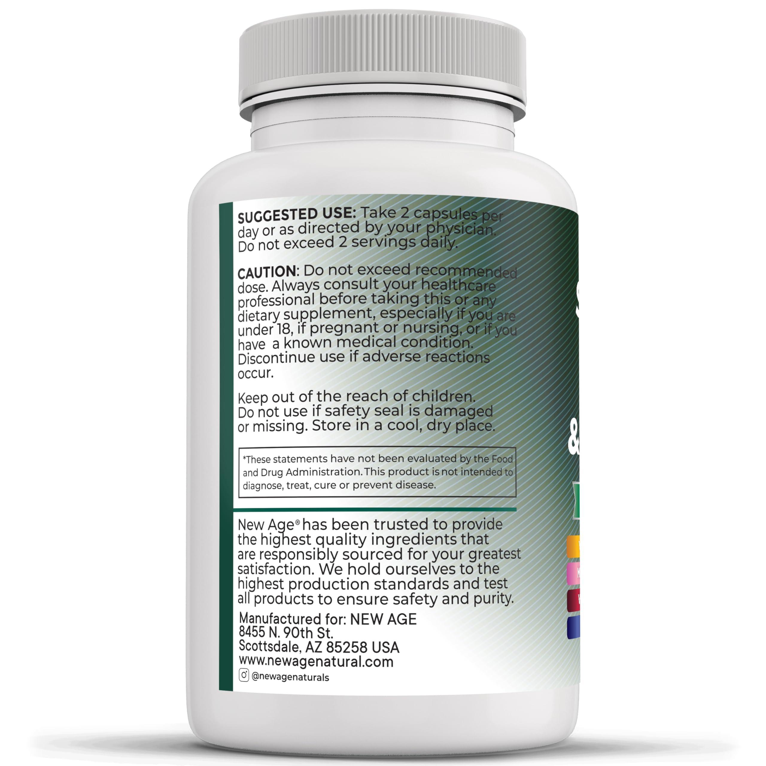 NEW AGE Selenium, Zinc, Iodine, L Tyrosine, Ashwagandha - Thyroid Support Supplement for Women and Men with Bladderwrack, Turmeric, Silica Kelp, Schisandra - 60 Count