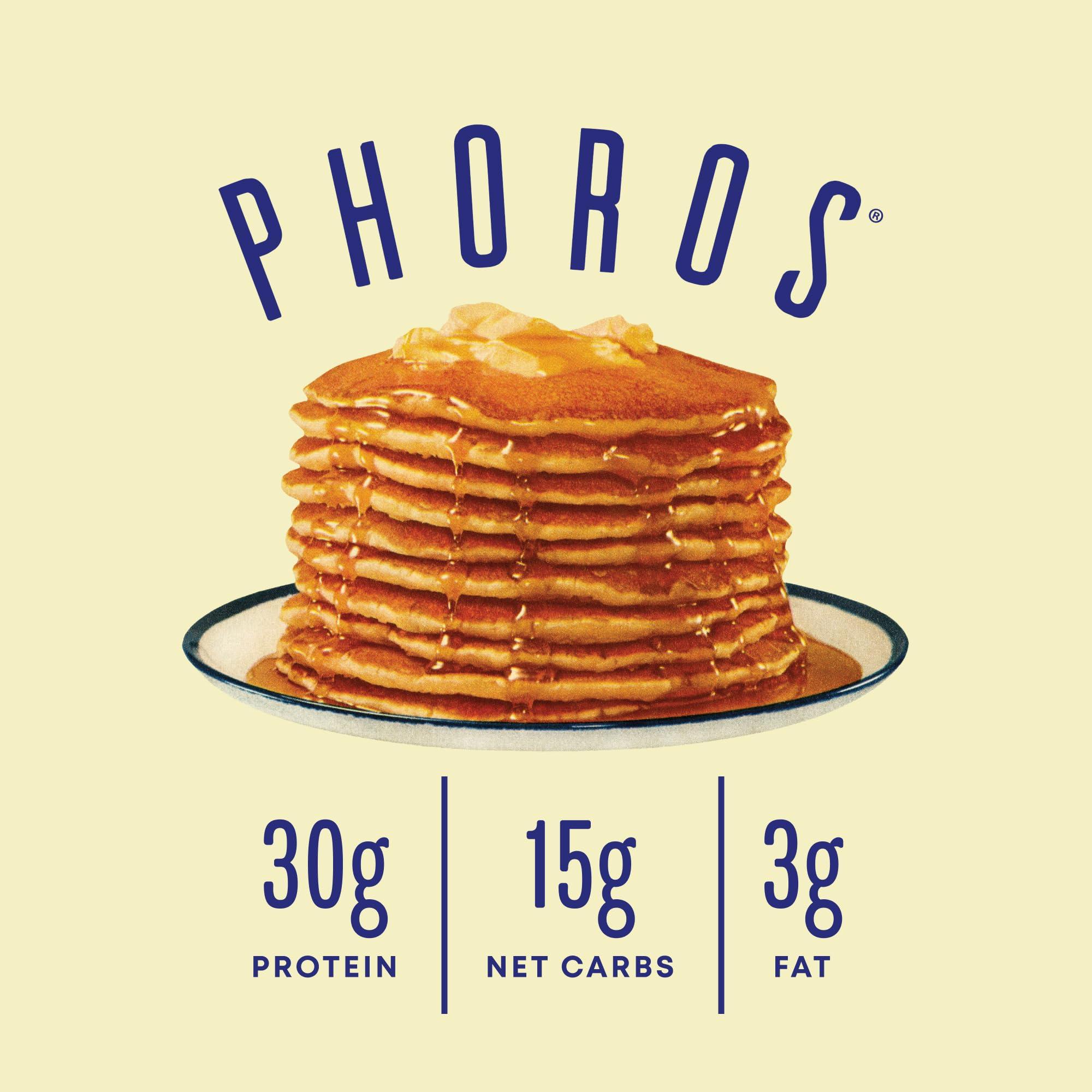 Phoros Nutrition Protein Pancake Mix & Protein Waffle Mix by Phoros Nutrition, 30g of Protein, Low Carb, High Protein, Keto-Friendly, Whey Protein, Whole Grain Oats, Whole Wheat Pancakes, Just Add Water (Buttermilk)