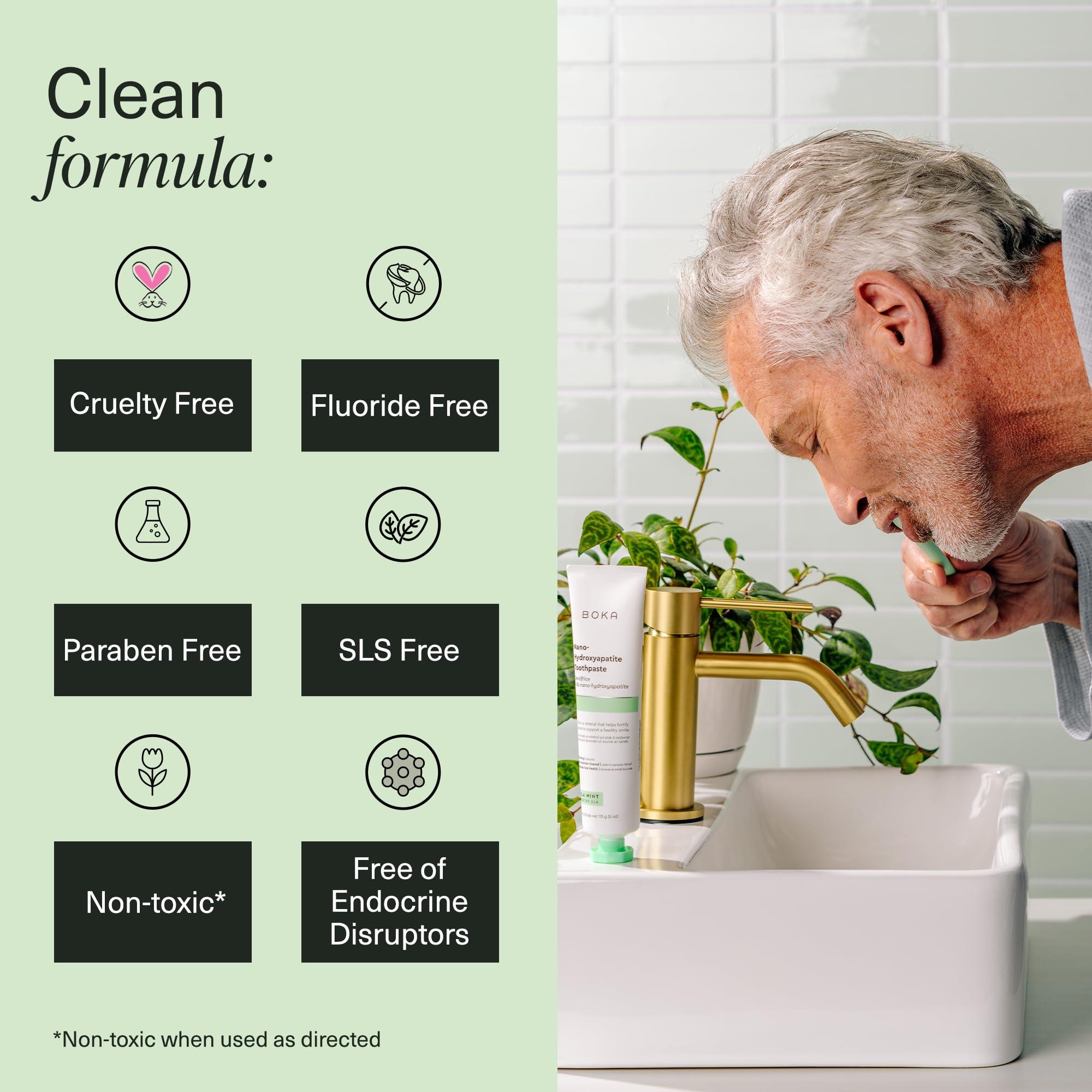 Boka Boka Fluoride Free Toothpaste Nano Hydroxyapatite, Helps Remineralize, Appropriate for Sensitive Teeth, Whitening - for Adult, Kids Oral Care - Ela Mint, Coco Ginger, Lemon Lavender Flavor, 3 Pieces