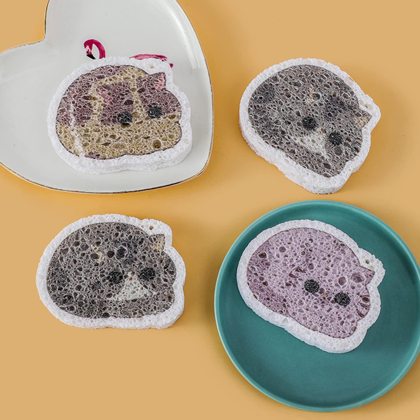 Generic dish sponge eco friendly Dishwashing Sponge Wipe Compressed Wood Pulp Cotton Reusable for Kitchen Hanging Sponge Wipe Non Scratch Double Sided Tools Dishwashing Products (Color : Gray)