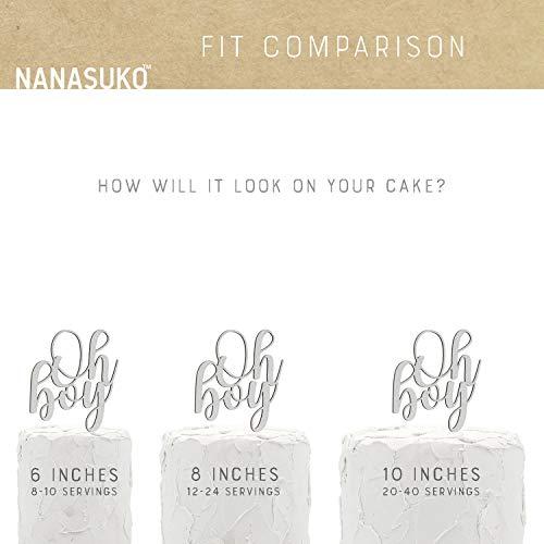 NANASUKO NANASUKO Baby Shower Cake Topper - Oh boy - Double Sided Silver Glitter - Premium Quality Made in USA
