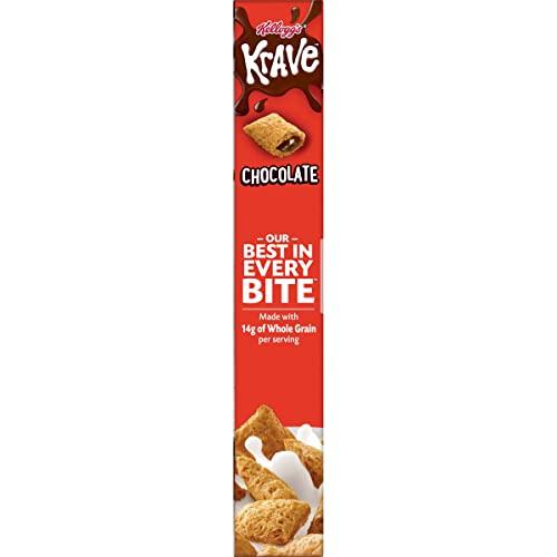 KRAVE Kelloggs Krave Breakfast Cereal, 7 Vitamins and Minerals, Kids Snacks, Chocolate, 11.4oz Box (1 Box)