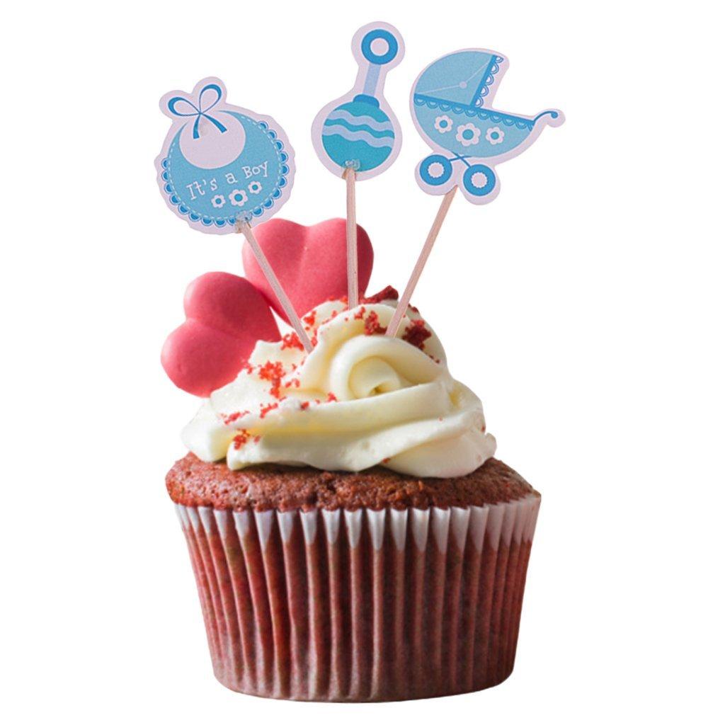 Inzopo Pack of 18 It'a a Girl or Boy Cake Topper Baby Shower Christening Party Cupcake Picks - It's a Boy, One Size
